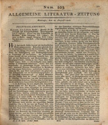 Allgemeine Literatur-Zeitung (Literarisches Zentralblatt für Deutschland) Montag 25. August 1806