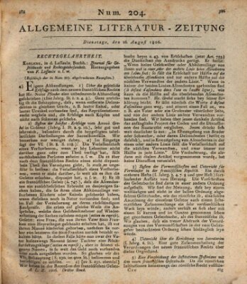 Allgemeine Literatur-Zeitung (Literarisches Zentralblatt für Deutschland) Dienstag 26. August 1806