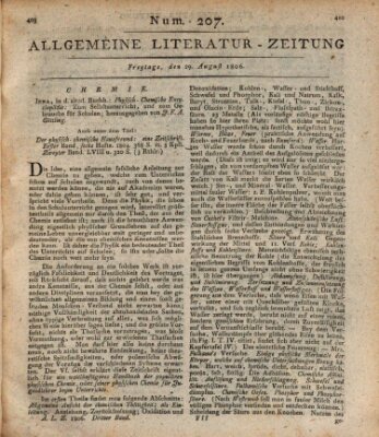 Allgemeine Literatur-Zeitung (Literarisches Zentralblatt für Deutschland) Freitag 29. August 1806