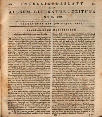 Allgemeine Literatur-Zeitung (Literarisches Zentralblatt für Deutschland) Samstag 30. August 1806