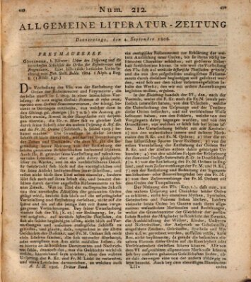 Allgemeine Literatur-Zeitung (Literarisches Zentralblatt für Deutschland) Donnerstag 4. September 1806