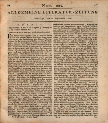 Allgemeine Literatur-Zeitung (Literarisches Zentralblatt für Deutschland) Dienstag 16. September 1806