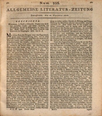 Allgemeine Literatur-Zeitung (Literarisches Zentralblatt für Deutschland) Samstag 20. September 1806