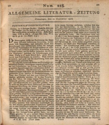 Allgemeine Literatur-Zeitung (Literarisches Zentralblatt für Deutschland) Dienstag 23. September 1806