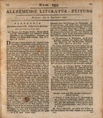 Allgemeine Literatur-Zeitung (Literarisches Zentralblatt für Deutschland) Montag 29. September 1806