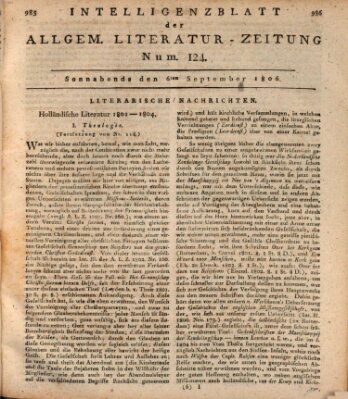 Allgemeine Literatur-Zeitung (Literarisches Zentralblatt für Deutschland) Samstag 6. September 1806