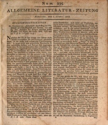 Allgemeine Literatur-Zeitung (Literarisches Zentralblatt für Deutschland) Mittwoch 1. Oktober 1806