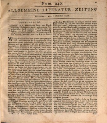 Allgemeine Literatur-Zeitung (Literarisches Zentralblatt für Deutschland) Dienstag 7. Oktober 1806