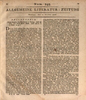 Allgemeine Literatur-Zeitung (Literarisches Zentralblatt für Deutschland) Montag 13. Oktober 1806