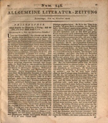 Allgemeine Literatur-Zeitung (Literarisches Zentralblatt für Deutschland) Dienstag 14. Oktober 1806