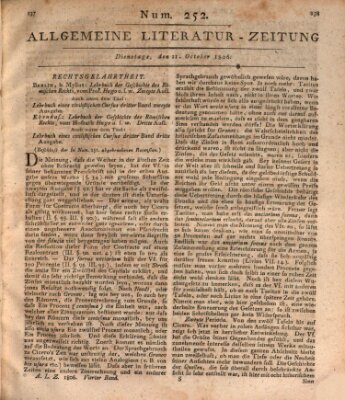 Allgemeine Literatur-Zeitung (Literarisches Zentralblatt für Deutschland) Dienstag 21. Oktober 1806