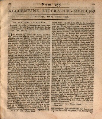 Allgemeine Literatur-Zeitung (Literarisches Zentralblatt für Deutschland) Freitag 24. Oktober 1806