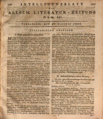 Allgemeine Literatur-Zeitung (Literarisches Zentralblatt für Deutschland) Samstag 4. Oktober 1806