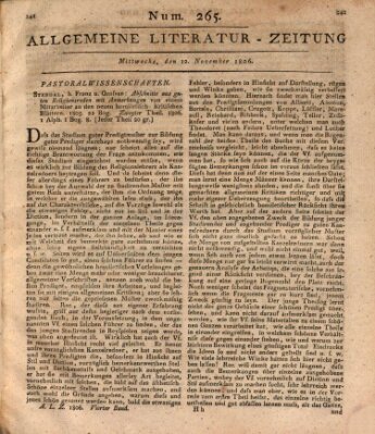 Allgemeine Literatur-Zeitung (Literarisches Zentralblatt für Deutschland) Mittwoch 12. November 1806