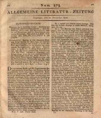 Allgemeine Literatur-Zeitung (Literarisches Zentralblatt für Deutschland) Freitag 21. November 1806