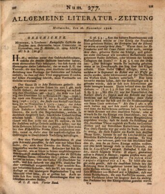 Allgemeine Literatur-Zeitung (Literarisches Zentralblatt für Deutschland) Mittwoch 26. November 1806