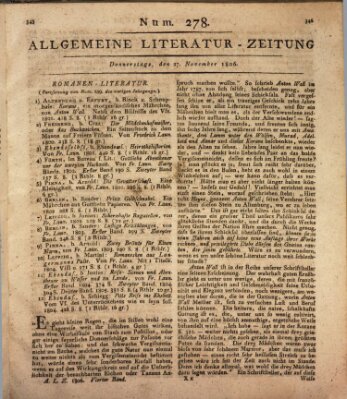 Allgemeine Literatur-Zeitung (Literarisches Zentralblatt für Deutschland) Donnerstag 27. November 1806