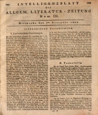 Allgemeine Literatur-Zeitung (Literarisches Zentralblatt für Deutschland) Mittwoch 5. November 1806