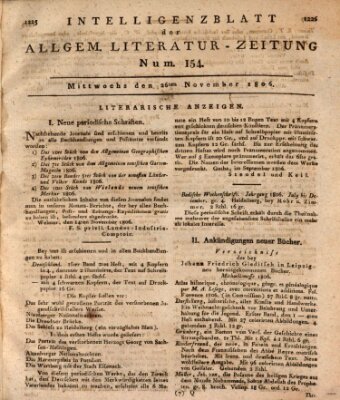 Allgemeine Literatur-Zeitung (Literarisches Zentralblatt für Deutschland) Mittwoch 26. November 1806