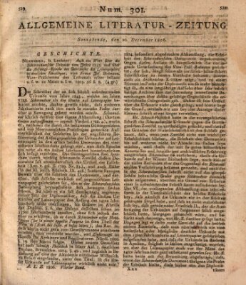 Allgemeine Literatur-Zeitung (Literarisches Zentralblatt für Deutschland) Samstag 20. Dezember 1806