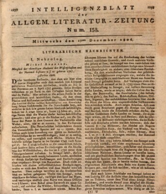 Allgemeine Literatur-Zeitung (Literarisches Zentralblatt für Deutschland) Mittwoch 17. Dezember 1806