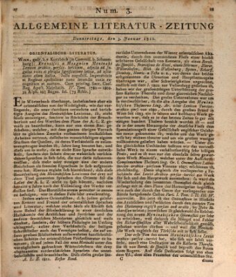 Allgemeine Literatur-Zeitung (Literarisches Zentralblatt für Deutschland) Donnerstag 3. Januar 1811