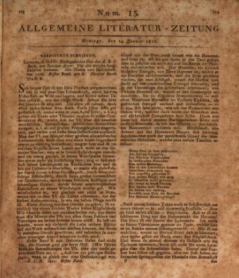 Allgemeine Literatur-Zeitung (Literarisches Zentralblatt für Deutschland) Montag 14. Januar 1811