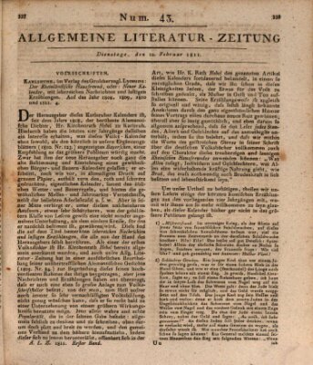 Allgemeine Literatur-Zeitung (Literarisches Zentralblatt für Deutschland) Dienstag 12. Februar 1811