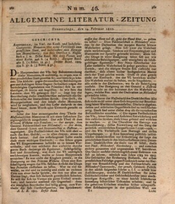 Allgemeine Literatur-Zeitung (Literarisches Zentralblatt für Deutschland) Donnerstag 14. Februar 1811