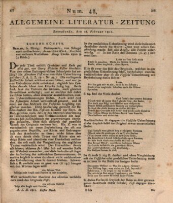 Allgemeine Literatur-Zeitung (Literarisches Zentralblatt für Deutschland) Samstag 16. Februar 1811