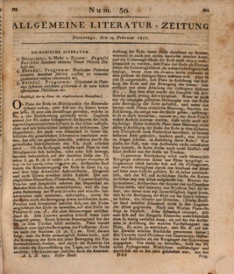 Allgemeine Literatur-Zeitung (Literarisches Zentralblatt für Deutschland) Dienstag 19. Februar 1811