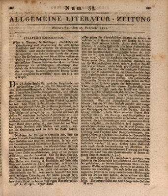 Allgemeine Literatur-Zeitung (Literarisches Zentralblatt für Deutschland) Mittwoch 27. Februar 1811