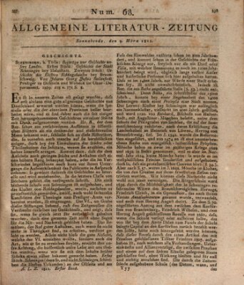 Allgemeine Literatur-Zeitung (Literarisches Zentralblatt für Deutschland) Samstag 9. März 1811