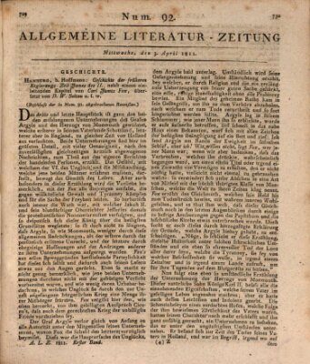 Allgemeine Literatur-Zeitung (Literarisches Zentralblatt für Deutschland) Mittwoch 3. April 1811