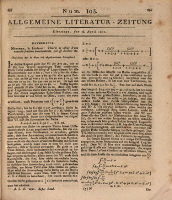 Allgemeine Literatur-Zeitung (Literarisches Zentralblatt für Deutschland) Dienstag 16. April 1811