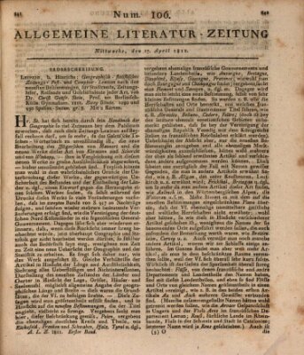 Allgemeine Literatur-Zeitung (Literarisches Zentralblatt für Deutschland) Mittwoch 17. April 1811