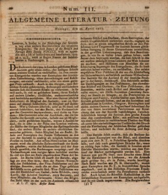 Allgemeine Literatur-Zeitung (Literarisches Zentralblatt für Deutschland) Montag 22. April 1811