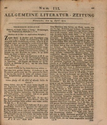 Allgemeine Literatur-Zeitung (Literarisches Zentralblatt für Deutschland) Mittwoch 24. April 1811