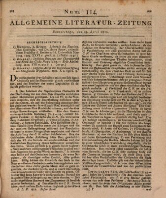 Allgemeine Literatur-Zeitung (Literarisches Zentralblatt für Deutschland) Donnerstag 25. April 1811