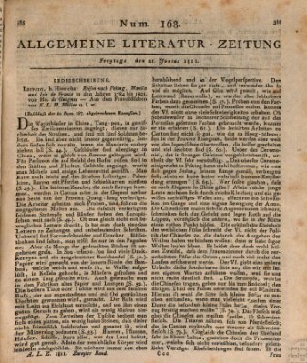 Allgemeine Literatur-Zeitung (Literarisches Zentralblatt für Deutschland) Freitag 21. Juni 1811