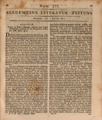 Allgemeine Literatur-Zeitung (Literarisches Zentralblatt für Deutschland) Montag 1. Juli 1811