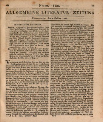 Allgemeine Literatur-Zeitung (Literarisches Zentralblatt für Deutschland) Donnerstag 4. Juli 1811