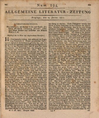 Allgemeine Literatur-Zeitung (Literarisches Zentralblatt für Deutschland) Freitag 19. Juli 1811