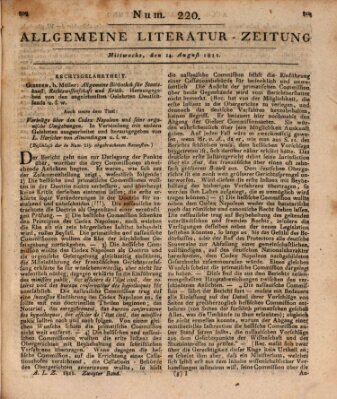 Allgemeine Literatur-Zeitung (Literarisches Zentralblatt für Deutschland) Mittwoch 14. August 1811