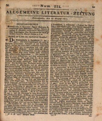 Allgemeine Literatur-Zeitung (Literarisches Zentralblatt für Deutschland) Samstag 17. August 1811