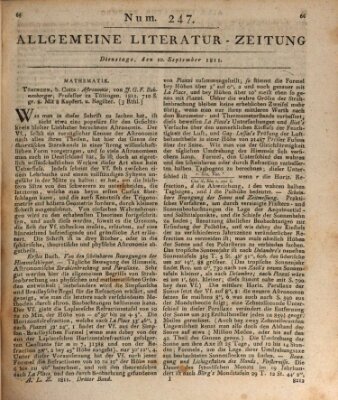 Allgemeine Literatur-Zeitung (Literarisches Zentralblatt für Deutschland) Dienstag 10. September 1811