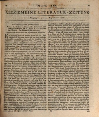 Allgemeine Literatur-Zeitung (Literarisches Zentralblatt für Deutschland) Freitag 13. September 1811