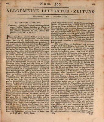 Allgemeine Literatur-Zeitung (Literarisches Zentralblatt für Deutschland) Mittwoch 2. Oktober 1811