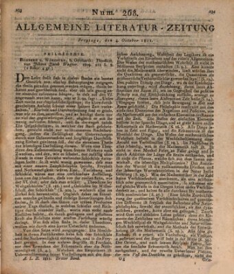 Allgemeine Literatur-Zeitung (Literarisches Zentralblatt für Deutschland) Freitag 4. Oktober 1811