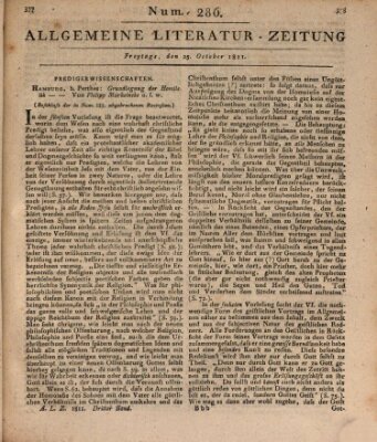 Allgemeine Literatur-Zeitung (Literarisches Zentralblatt für Deutschland) Freitag 25. Oktober 1811